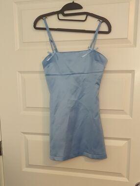 NWT Altar'd State light blue satin dress with bow straps